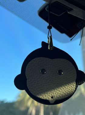 【猴哥】原创手工制作 真皮牛皮 汽车后视镜挂饰挂坠车内吊饰礼品