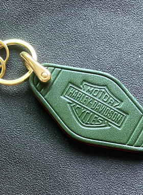 适用哈雷摩托车街霸继承者突破者滑翔肥仔机车钥匙扣挂件真皮牛皮