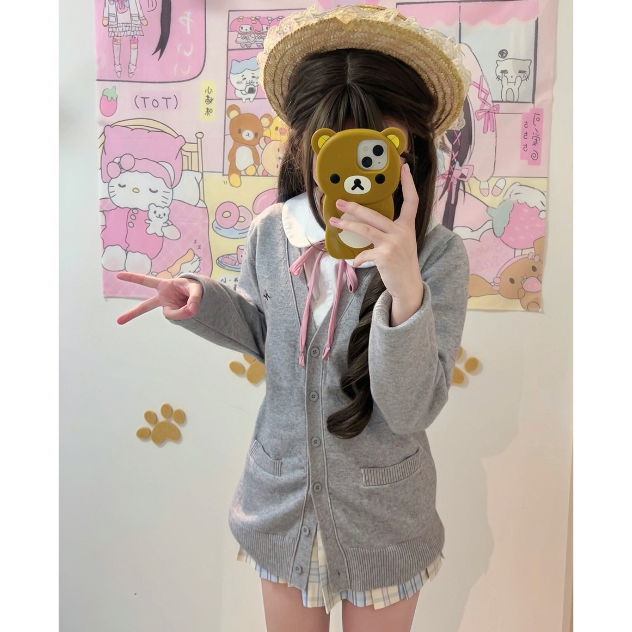 原创JK制服针织开衫多色宽松校供感日系学生学院风秋冬毛衣外套女