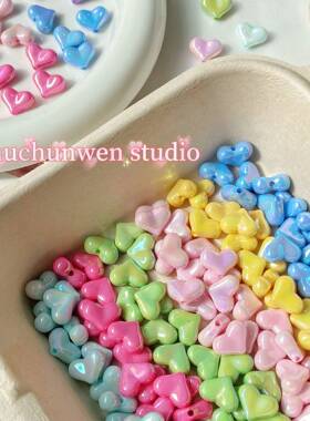 彩色胖嘟嘟亚克力爱心串珠可爱手作diy手机链材料饰品配件