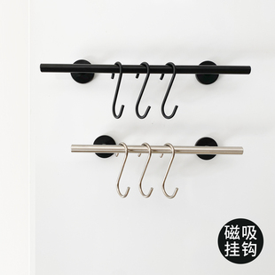 创意简约强力磁吸挂钩架一排冰箱贴入户门洞洞板大小号帽子衣服钩