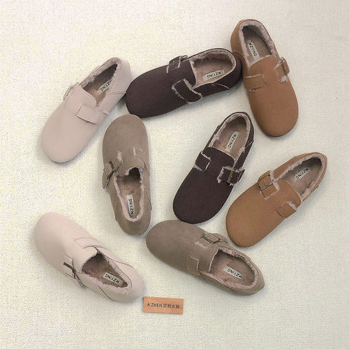 软底软面女鞋外贸勃肯鞋加绒防滑