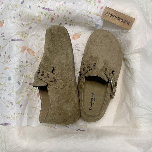 一脚蹬内增高勃肯鞋女复古懒人