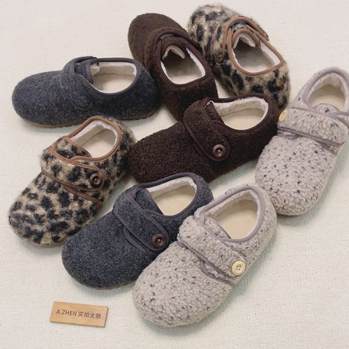 加厚魔术贴一脚蹬保暖加绒懒人鞋