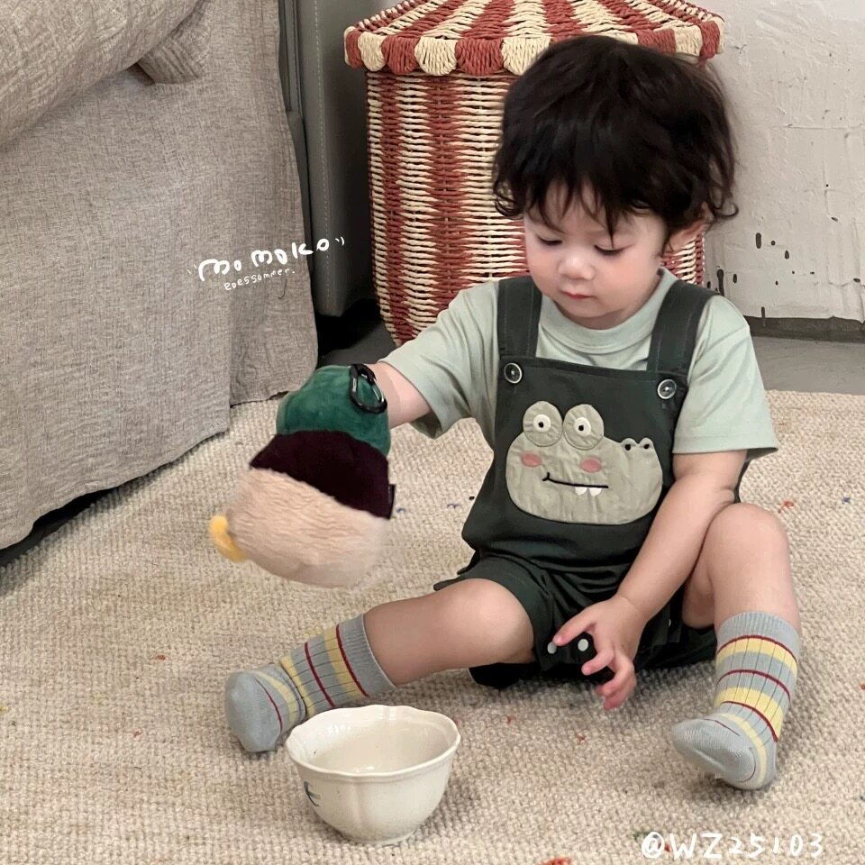 丸纸右子夏款男女宝卡通印花套装两件套外出服洋气（断码清仓）