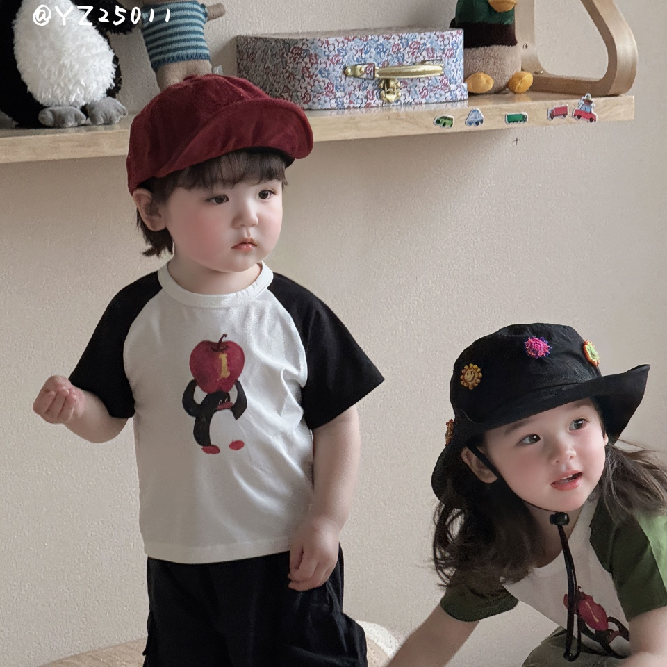 右子夏款可爱卡通抽绳工装短裤男宝女宝黑色短裤韩版休闲工装裤