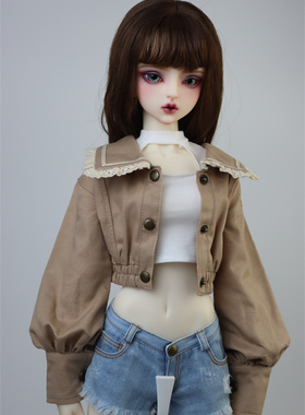 bjd娃衣，BJD娃娃3分4分复古牛仔花边外套