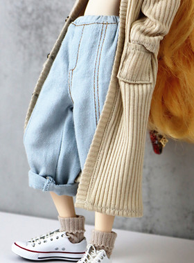 bjd衣服 blythe精品娃衣 小布休闲阔腿裤  浅蓝卡其砖红绿黑
