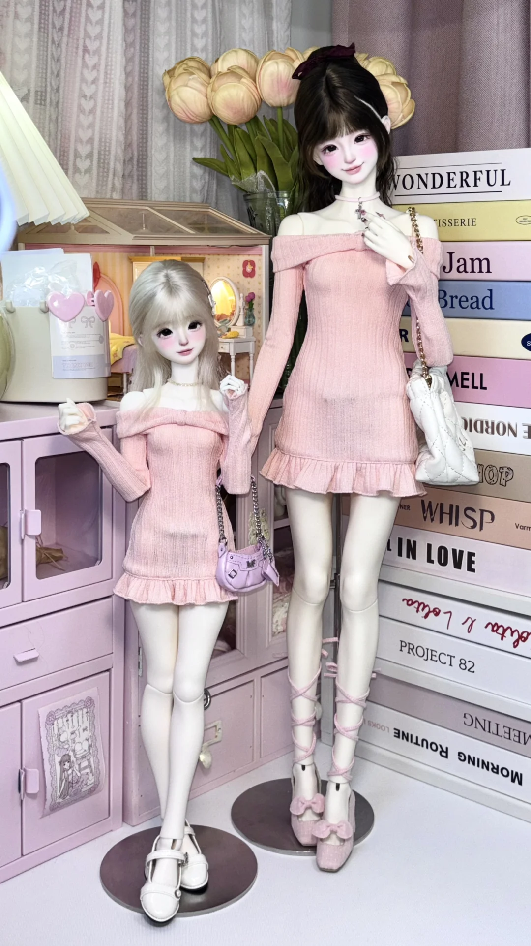 bjd3分4分娃衣一字肩连衣裙