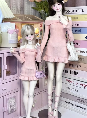 bjd3分4分娃衣一字肩连衣裙