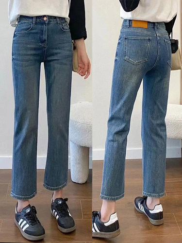 秋季直筒牛仔裤女大码胖MM遮胯