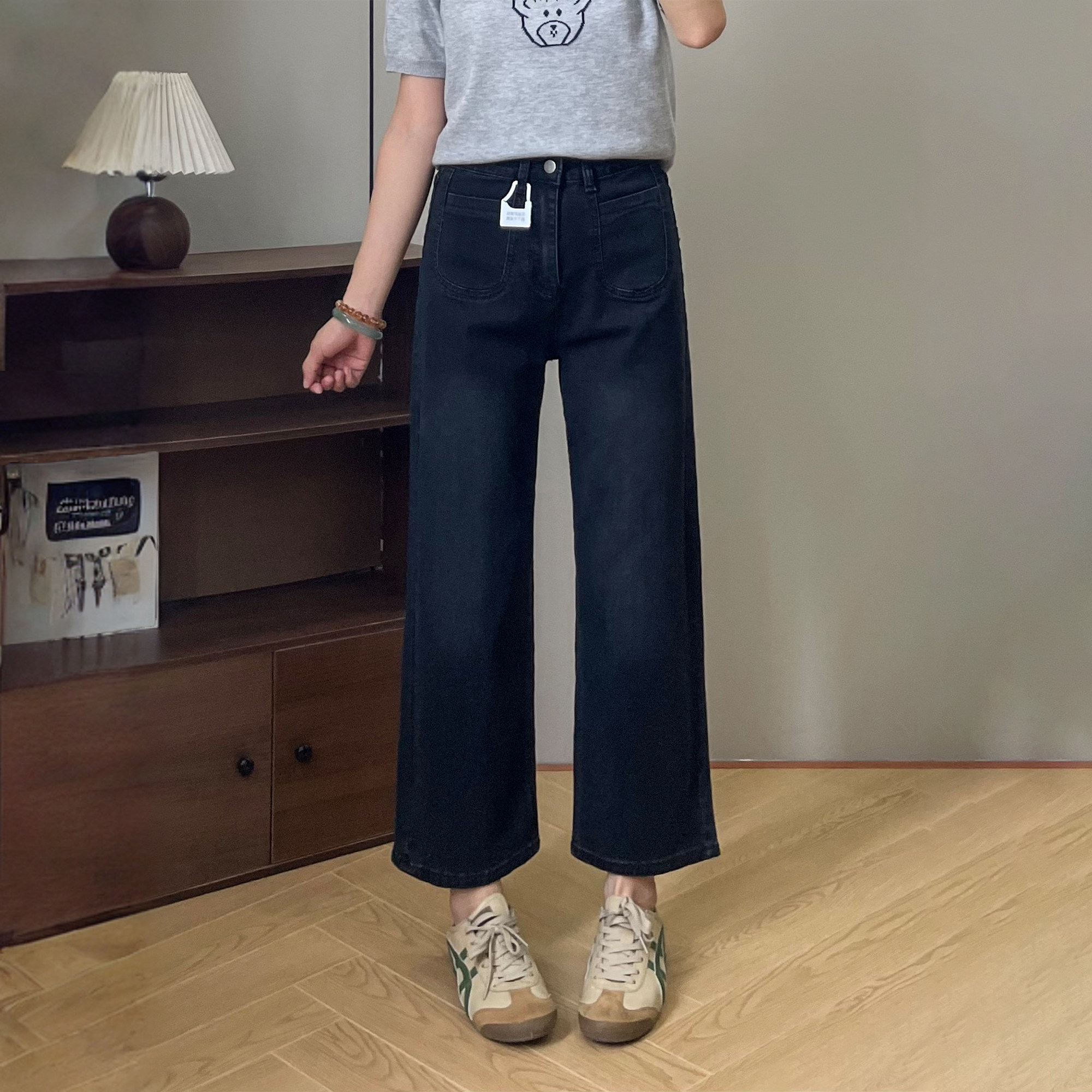 秋季显瘦小黑裤微胖女孩高腰直筒牛仔裤梨型身材弹力百搭九分裤子,女装/女士精品,牛仔裤,淘宝优惠券,粉丝福利购,淘宝优惠卷