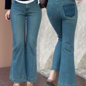 显瘦直筒裤 微喇叭牛仔裤 梨型身材高腰修身 胖妹妹2024秋季 女大码