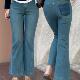 显瘦直筒裤 微喇叭牛仔裤 梨型身材高腰修身 胖妹妹2024秋季 女大码