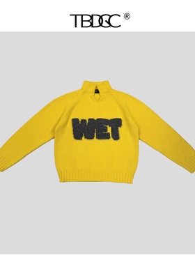 25秋冬 定制纱线GD同款黄色羊毛混纺针织毛衣