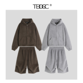 25秋冬小众设计师系列羊毛混纺宽松连帽开衫 女休闲百搭潮流款