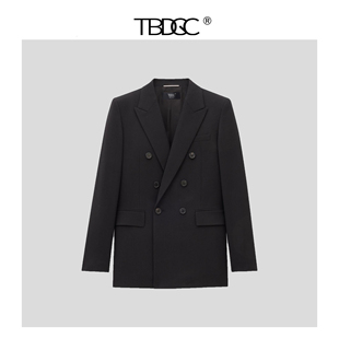 女士西服 秀场羊毛混纺直角肩精纺西装 TBDGC 25秋冬杨树林男女同款