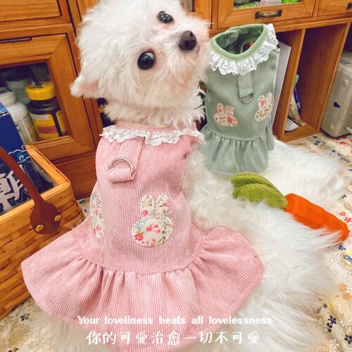 带牵引扣外出方便连衣裙款式可可爱爱