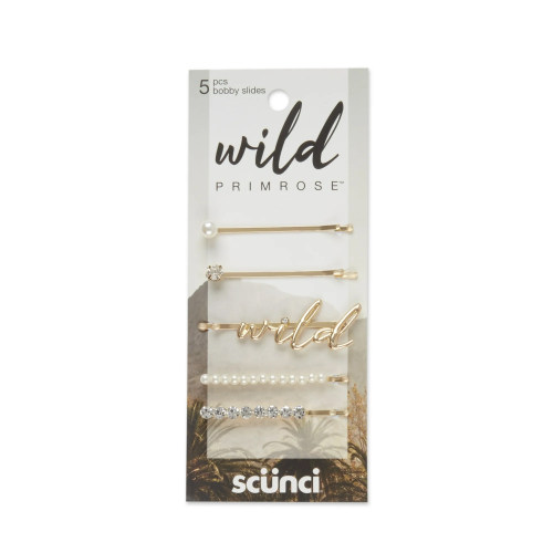 美单wild primrose联名款仿钻珍珠装饰金色金属组合发夹 一卡五个