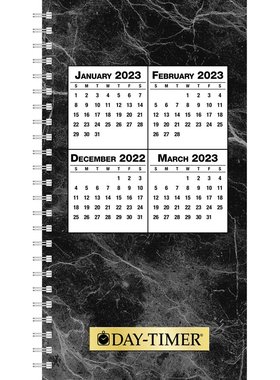 DAY-TIMER 黑色大理石纹封面四个月商务便携 计划记事本 个别有暇