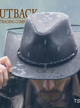 美国OUTBACK西部牛仔帽西式骑士帽防雨水油蜡布马帽男女护外防晒