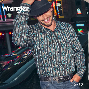 美国Wrangler进口牛仔长袖衬衫纯棉牛仔衬衫西部牛仔衬衫西部骑士