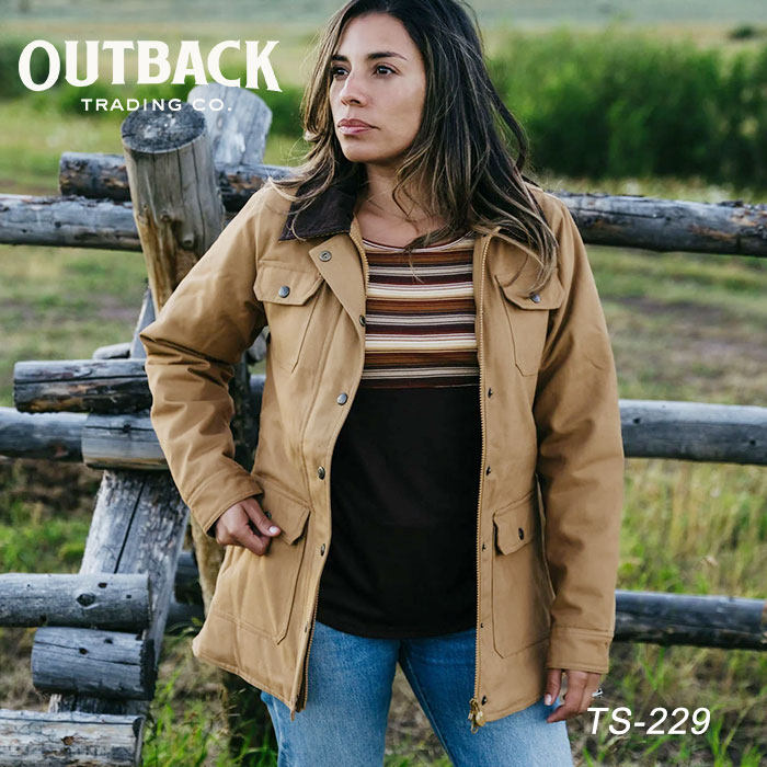 OUTBACK美国进口女款中款加厚帆布棉骑士防风防水外衣牛仔骑马