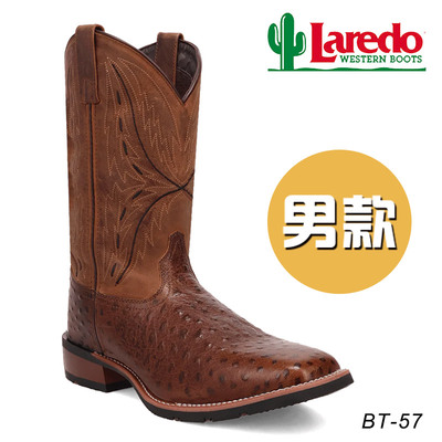 美国正品Laredo西部牛仔靴 男款美式中筒靴骑马马靴子橡胶鞋底