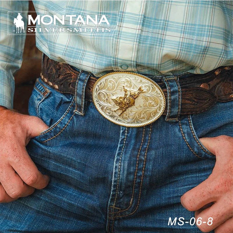 美国进口MONTANA银饰西部牛仔腰带巴扣 牛仔装饰扣 牛仔专用扣