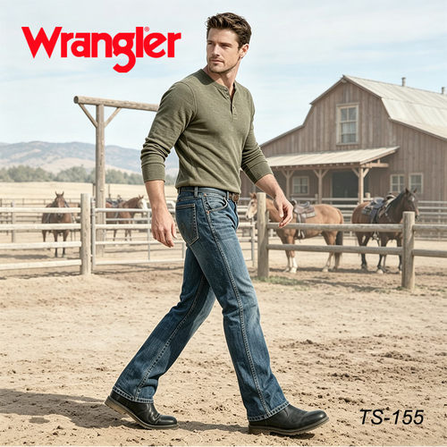 美国进口Wrangler威格西部牛仔休闲骑马宽靴型裤牛仔裤男