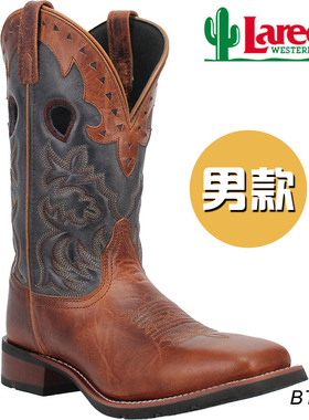 美国正品Laredo西部牛仔靴 男款美式中筒靴骑马马靴子