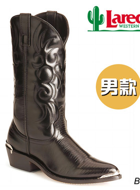 美国进口Laredo西部牛仔靴 男款美式中筒靴骑马马靴子