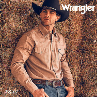 美国Wrangler进口牛仔长袖衬衫纯棉牛仔衬衫西部牛仔衬衫美式复古