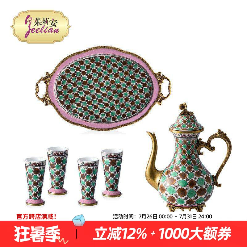 法式手绘茶壶茶杯桌面装饰摆件