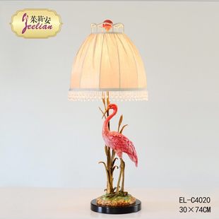 饰 奢华白色仙鹤台灯别墅卧室工艺摆件家居装 茱莉安美式 复古欧式