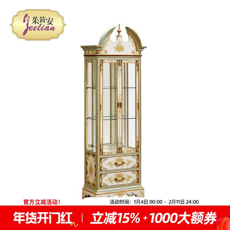 茱莉安欧式法式宫廷风浪漫彩绘贴金箔重工米白色玻璃门酒柜展示柜,住宅家具,酒柜,淘宝优惠券,粉丝福利购,淘宝优惠卷