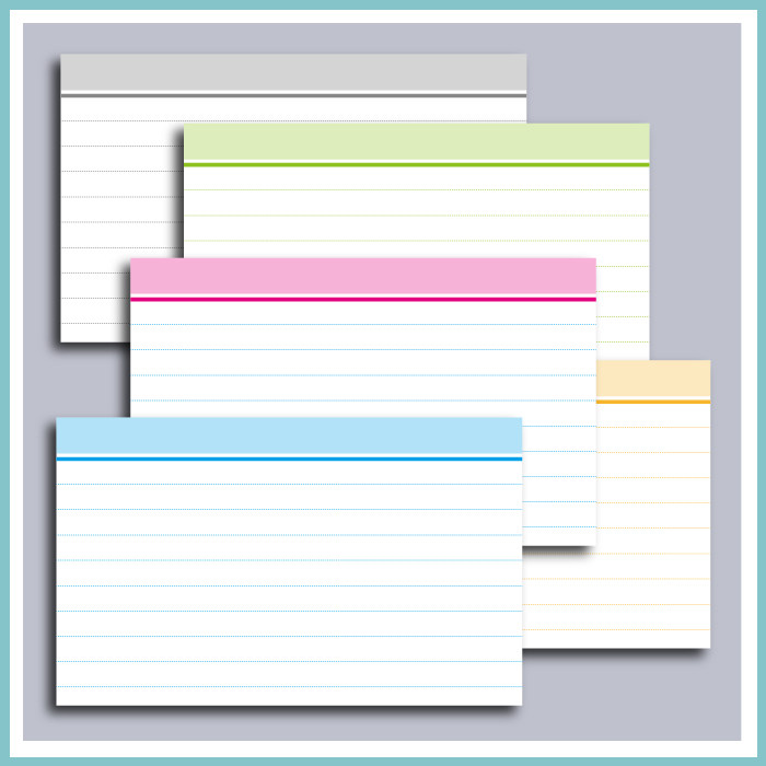 3 x 5英寸 加厚款  index cards分类文摘卡索引卡双面5色 50张/包