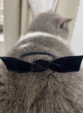 原创基础简约小巧可爱黑色的双面丝绒蝴蝶结发圈发绳头花发饰皮筋