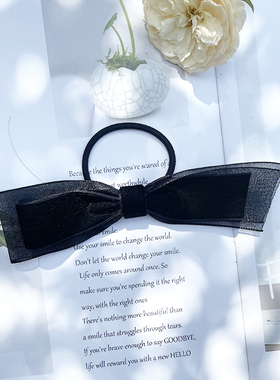 不规则的小心机黑色简约复古赫本优雅气质蝴蝶结皮筋头绳发圈头花