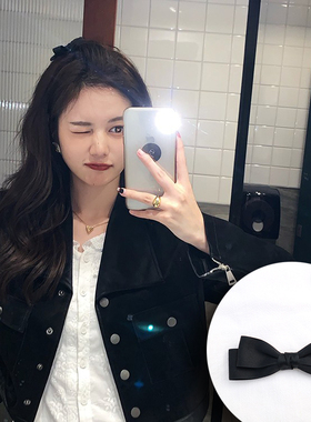 SHOW AMIU滕雨佳同款ins黑色可爱减龄元气少女蝴蝶结刘海夹鸭嘴夹