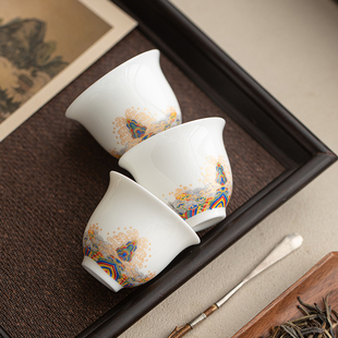 羊脂玉瓷海水江崖禅定宝蕴杯个人专用泡茶杯高档家用品茗杯茶盏