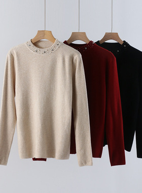 糯坑条针织 无门襟圆领 套头内搭外穿 新款针织衫女 宽松显瘦显白