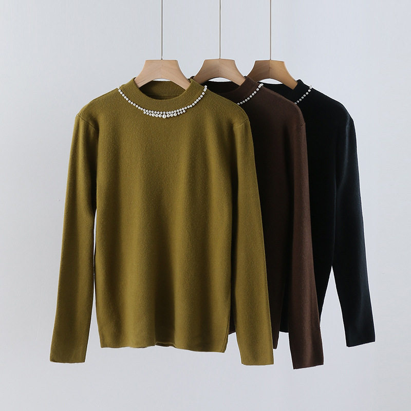 软糯狐狸绒钉珠圆领针织上衣