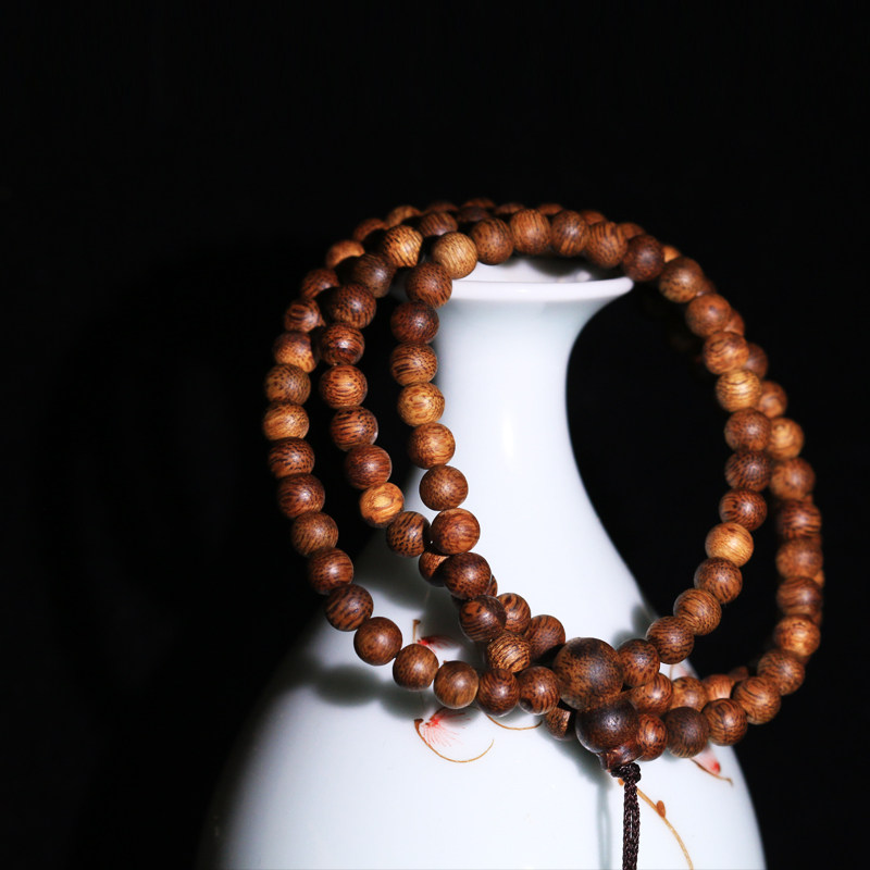 정통 0.5*108 하이난 천연 AGARWOOD 팔찌 묵주 QINNAN 부처님 비즈 오리올스 노래 녹색 체스 NANXIANG 휴대용 팔찌
