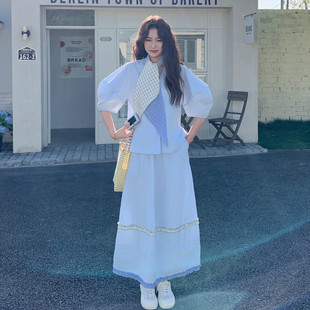 2025年夏季 工作制服时尚 套装 纽 短袖 女士精品套装 女装 学生校服