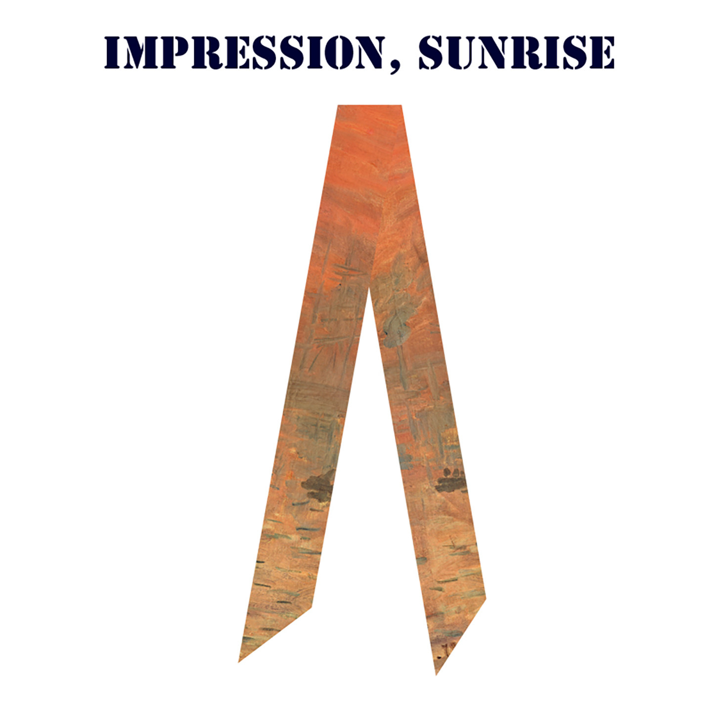 莫奈系列风景油画日出印象飘带丝带百搭长条窄丝巾发带