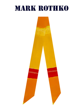 马克罗斯科抽象派油画橙红色5号/22号飘带丝带长条窄丝巾发带编发