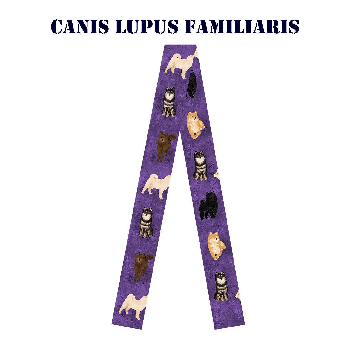 手绘卡通宠物狗土松犬长飘带窄丝巾百搭造型长发带绑包编发绕耳机