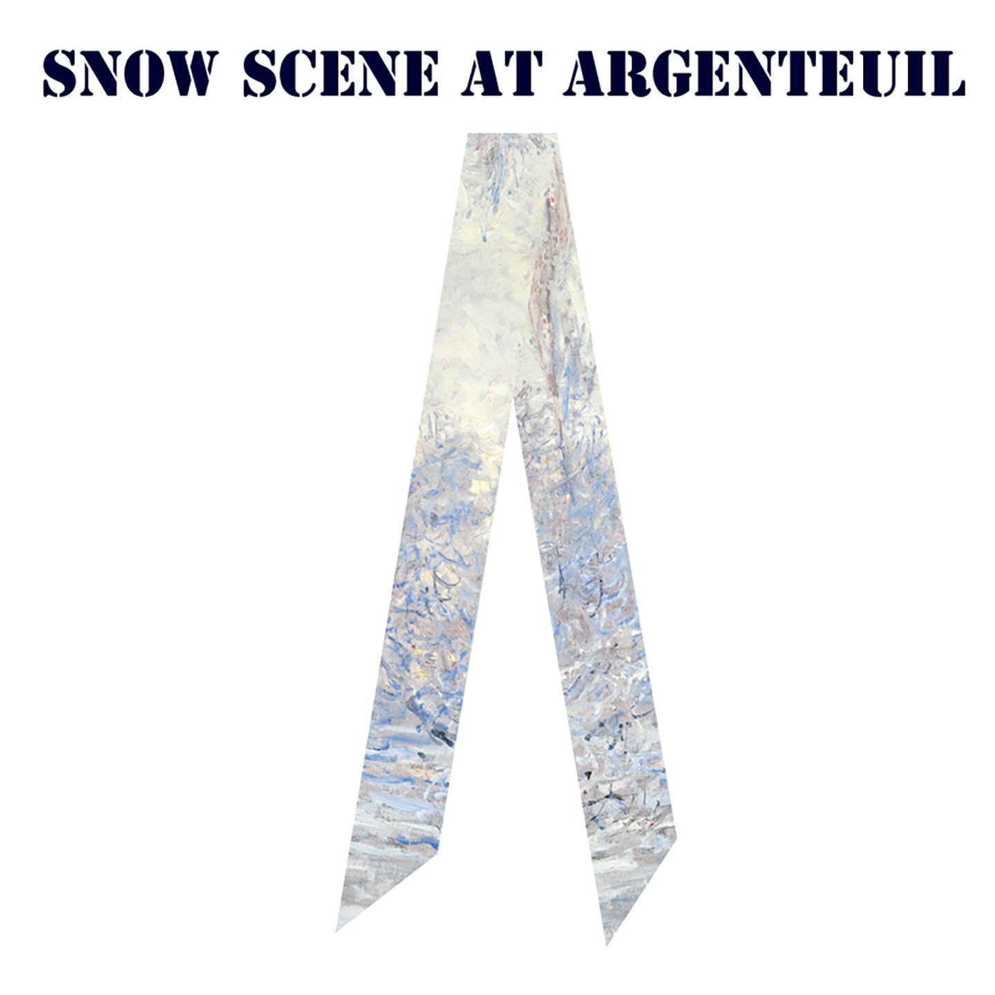 莫奈系列风景油画莫奈阿让特伊雪景飘带丝带百搭长条窄丝巾发带