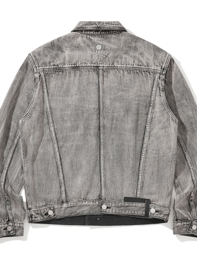 Mastermind World复线宽松黑色重水洗洗白牛仔衣抽带皮牌独家设计